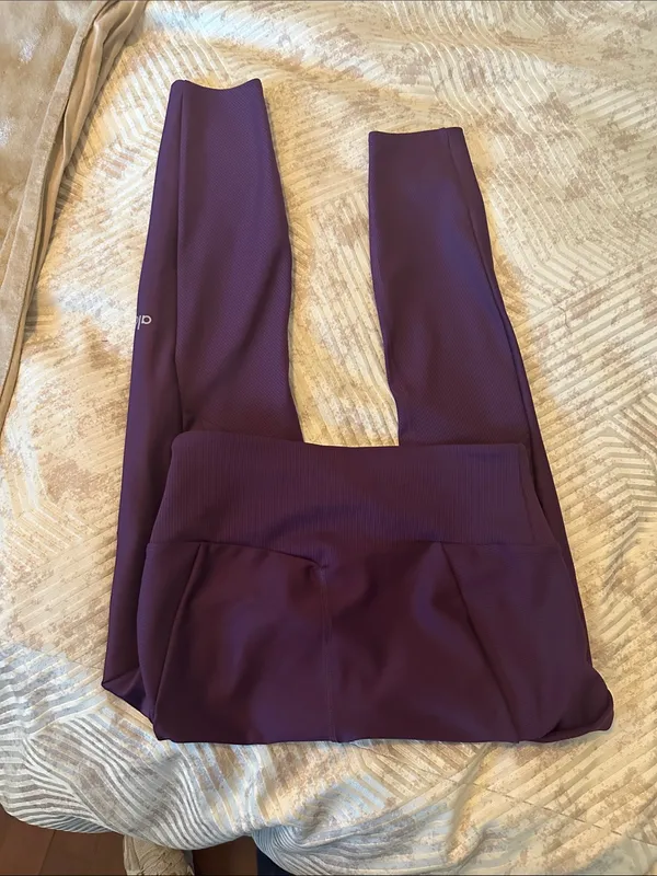 ALO Yoga Deep Plum High-Waist Ponte Leggings - Image 4