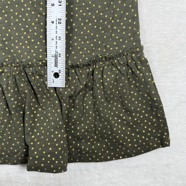Boden Womens Olive Green Gold Polka Dot Cotton Ruffle Hem Dress US 8L J0341 - Image 5