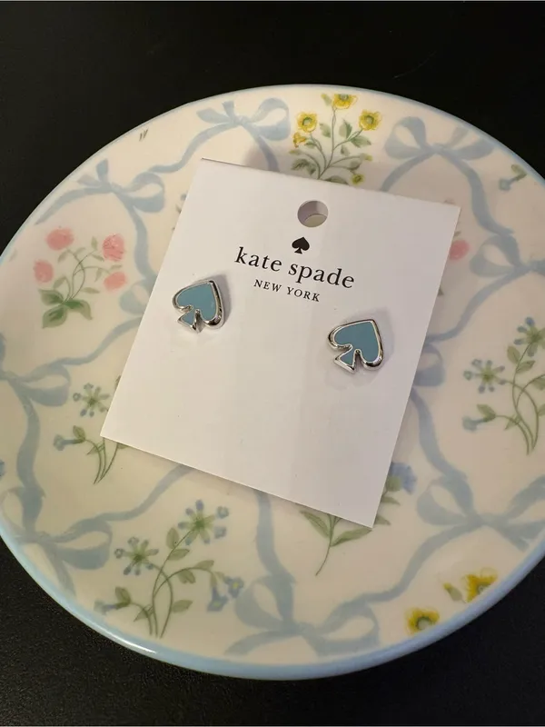 NWT Kate Spade Silver & Sky Blue Spade Stud Earrings - Image 2