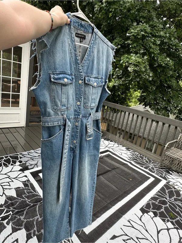 Blank NYC Light Blue Denim Sleeveless Jumpsuit - Image 2