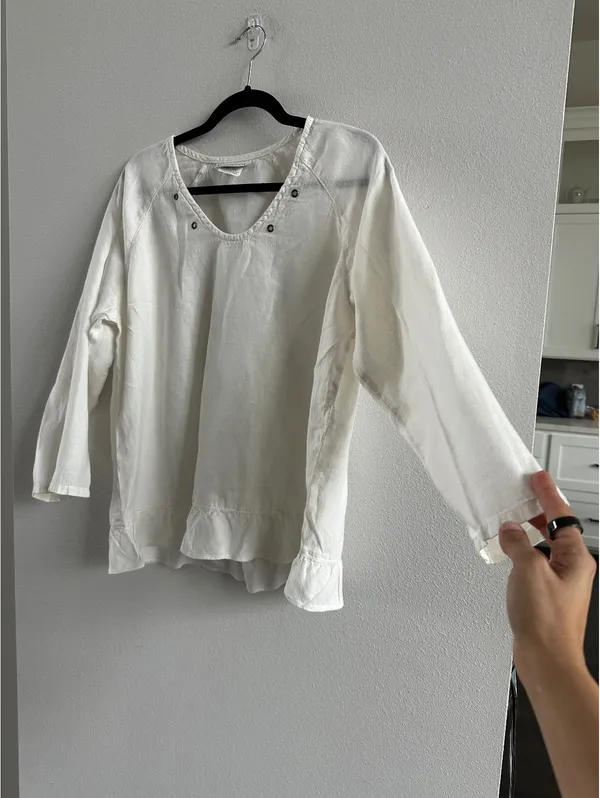 Hot Cotton Women's White Blouse Linen - Image 6