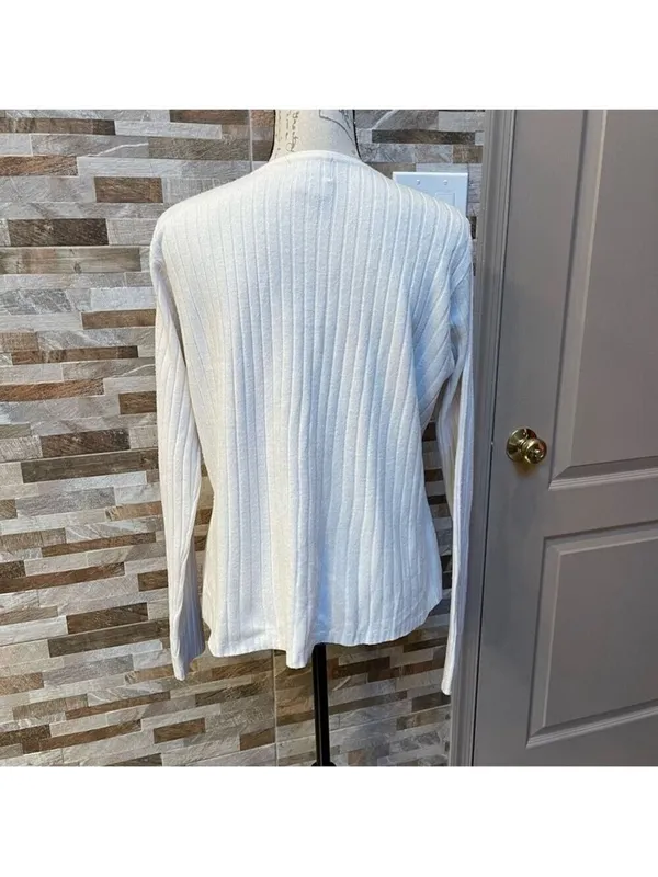 Designers ORIGINALS - cable knit front button cardigan ivory Sz M - Image 6