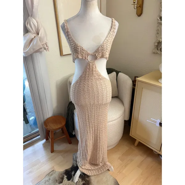 Cult Gaia Tyra Crochet Dress‎ In Beige Cut Out Size Small - Image 4