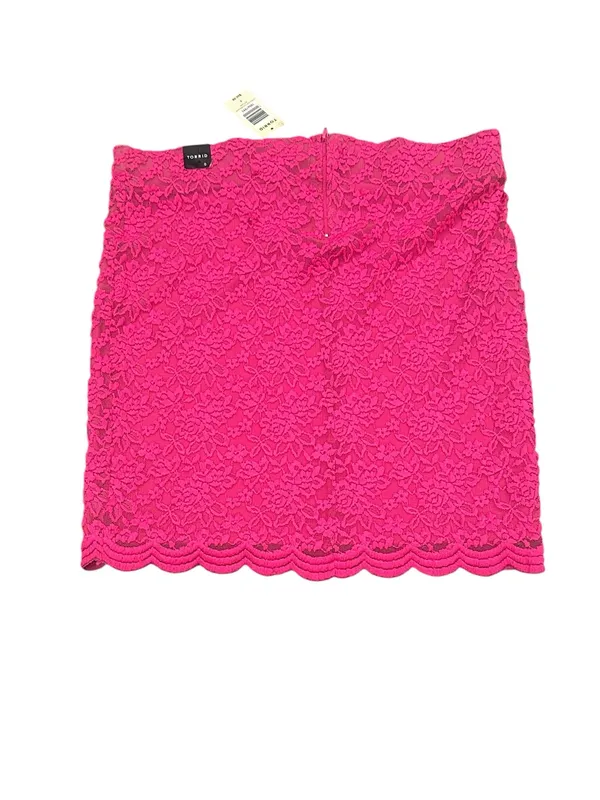 Torrid Hot Pink Lace Barbiecore Summer Wedding Guest Scalloped Hem Mini Skirt L - Image 6