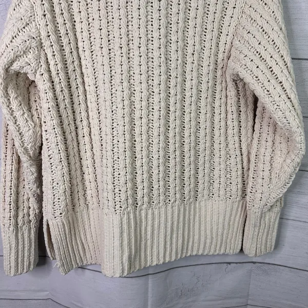 Aerie Cable Knit Chenille Sweater Womens XXS Cream Ivory Quarter Zip Pullover - Image 6