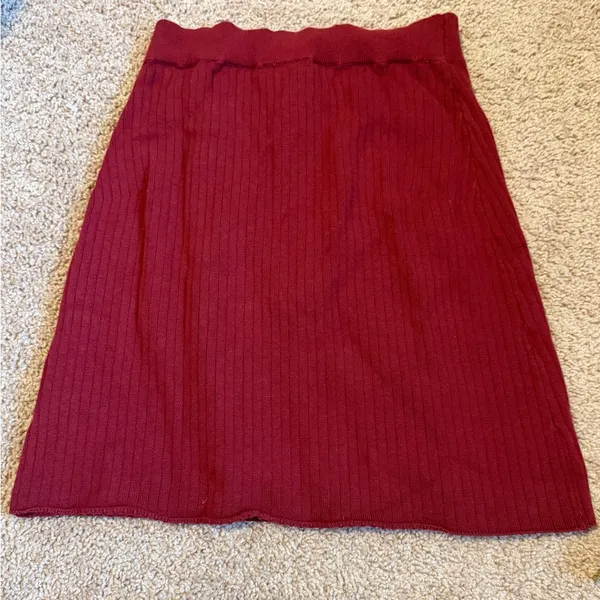 Free people Red Ribbed Faux Wrap Skirt - Image 2
