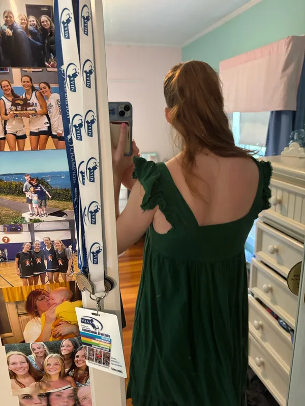 Aerie Green Dress Mini Ruffle Dress With Pockets - Image 2