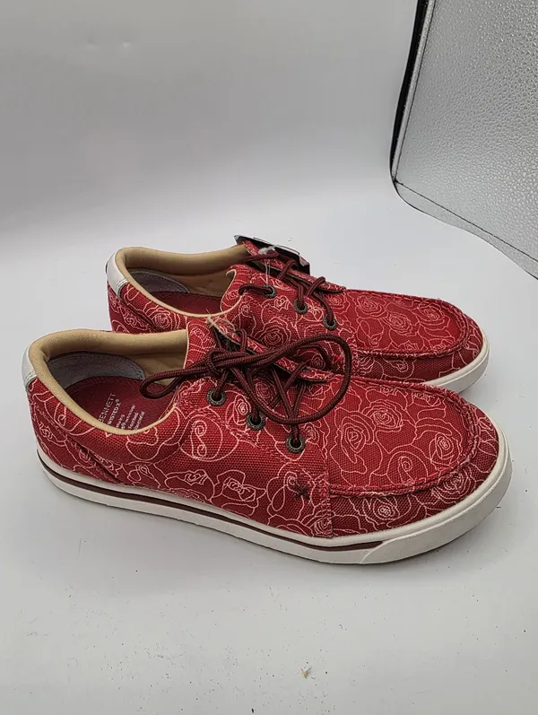Twisted X Womens Kicks Shoes Loafers Sneakers Womens 7 Red Canvas Western Lace - Image 5