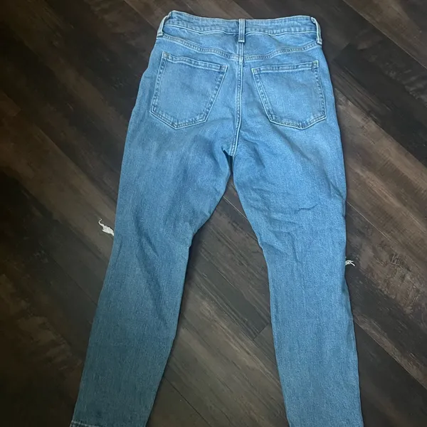 Old Navy Blue Distressed Boyfriend Jeans - Image 2