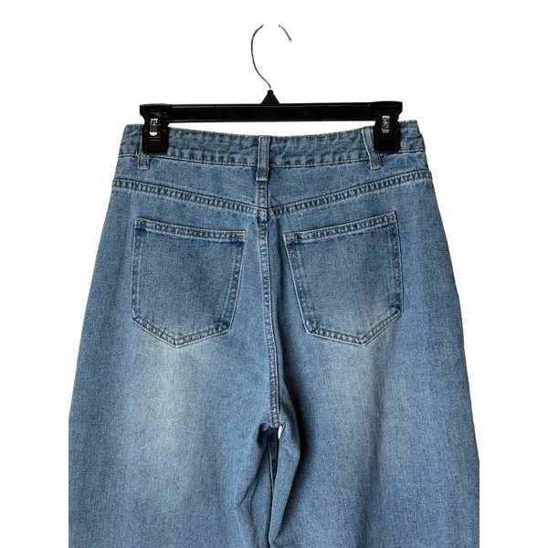 Dazy Barrel Leg Jeans Women Medium Blue Curved Seam Wide Leg Denim Streetwear - Image 4