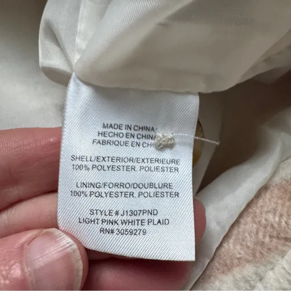Thread & Supply Plaid Shacket Beige Ivory Size Small - Image 6