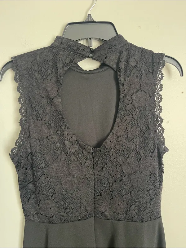 Lila Rose Sleeveless Black Lace Mock Neck Mini Dress Sz L - Image 5