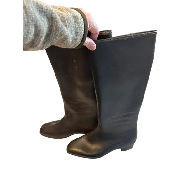 Vintage Womens Waterproof Black Riding Boots With Faux Fur Lining - Image 3