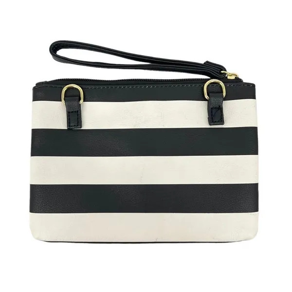 Betsey Johnson Signature Black & White Striped Luv Betsey Crossbody Wristlet - Image 3