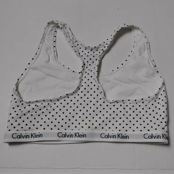 Calvin Klein White & Black Polka Dot Racerback Bra - Image 5