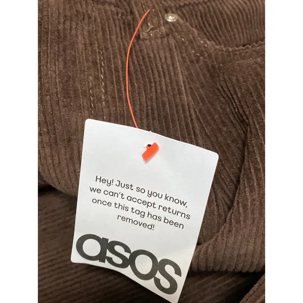 NEW ASOS Women's Brown Corduroy High Rise Wide Leg Baggy Trousers Pants Size 32 - Image 7