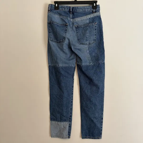 We The Free People sz 26 patchwork‎ tapered Blue Denim jeans boho indie Artsy - Image 3