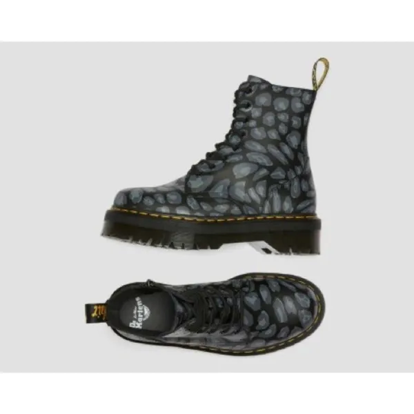 Dr Martens Jadon Black Distorted Leopard Backhand Platform Boots Size US 8 EU 39 - Image 11