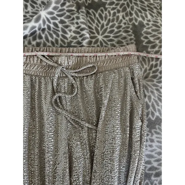 Carmela Champagne Metallic Shimmer Jogger Pants Medium Made in USA Party Disco Glam M - Image 3