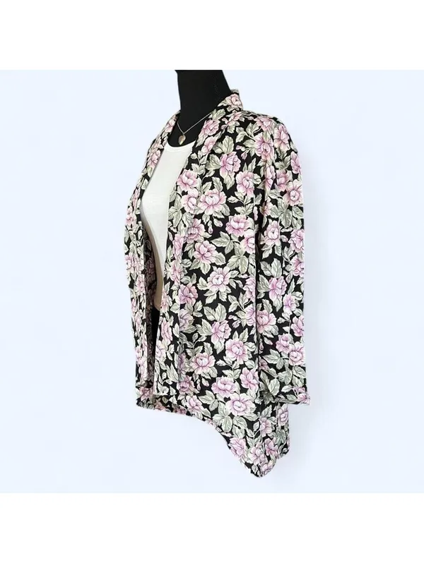 Vintage Y2K cottagecore coastal floral open front cardigan jacket petite 💗 - Image 5