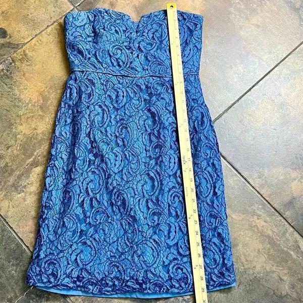 J. Crew Blue Lace Strapless Sweetheart Mini Dress 6 - Image 7