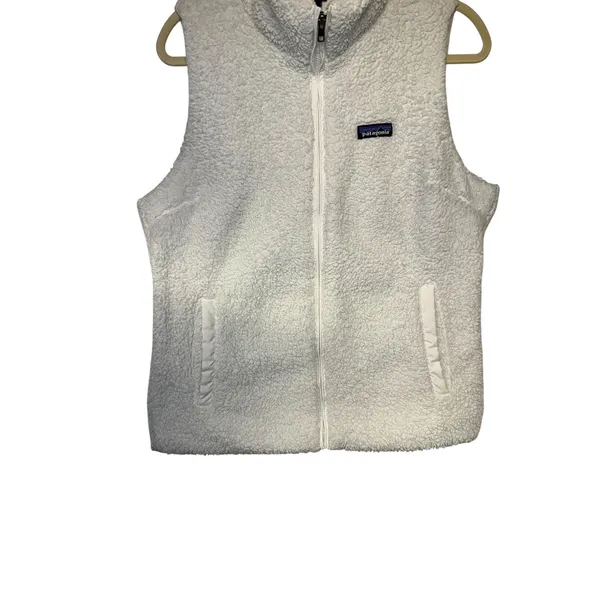 Patagonia Los‎ Gatos Fleece Vest Womens Large White Full Zip High Pile 25216 - Image 4