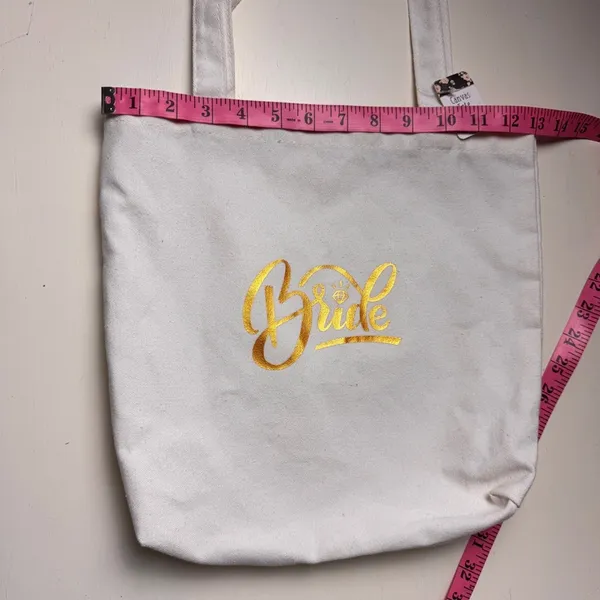 Bride Wedding Celebration Marriage Canvas Tote Bag with Gold Script - Image 6