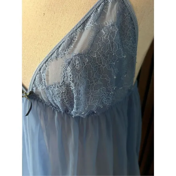 Victorias Secret Babydoll Lingerie Gown Heart Blue Size Large - Image 2