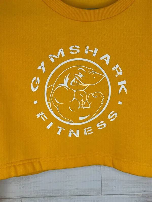NWOT Gymshark Legacy Fitness Cropped Yellow Crewneck Sweatshirt Size Medium - Image 3