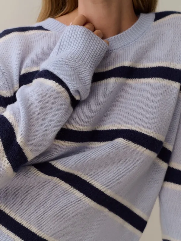 NWT Few Moda Sofia Cashmere Sweater size Small S blue stripe morning mist CAARA - Image 3