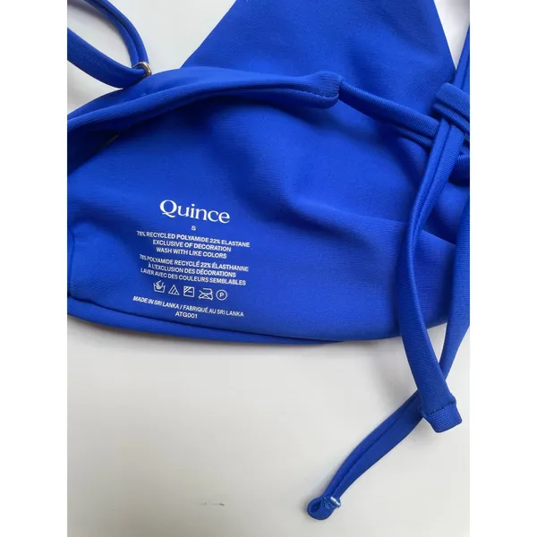 Quince Italian Knotted Bikini Swim Top Electric Blue Size Small NEW - Image 6