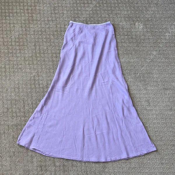 Purple Satin Maxi Skirt Size XS Pull On Elastic Waistband Perfect Condition - Image 3