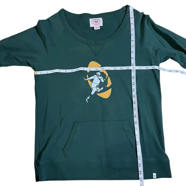 47 Brand Green Bay Packers Sweatshirt Vintage Football Raglan Pocket Pullover XL - Image 7