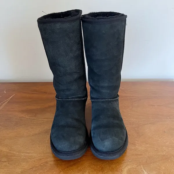 UGG • Classic Tall Sheepskin boots black shearling sherpa suede knee winter 5815 - Image 4