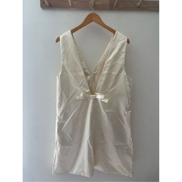 Abercrombie & Fitch Shift Bow-Back Mini Dress Ivory Size Large Tall Sleeveless - Image 6