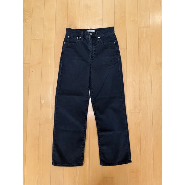 Madewell Slim Wide-Leg Crop Jeans Faded Black Lunar Wash 25/26 - Image 2