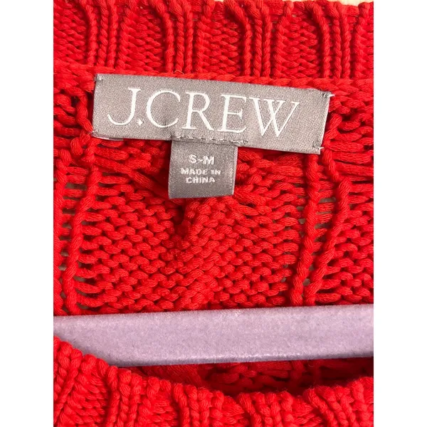J. Crew Cotton blend cableknit side-slit crewneck sweater, style:Bm401, size s/m - Image 3