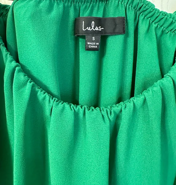 Lulus Tiers To My Heart Green Off Shoulder Small - Image 4