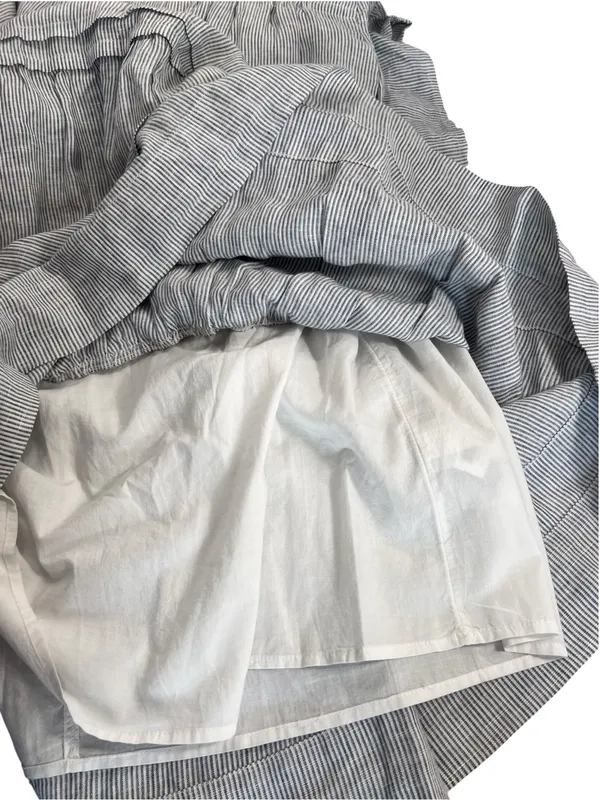 Quince 100% European Linen Tiered Maxi Dress Blue Pinstripe - Image 7