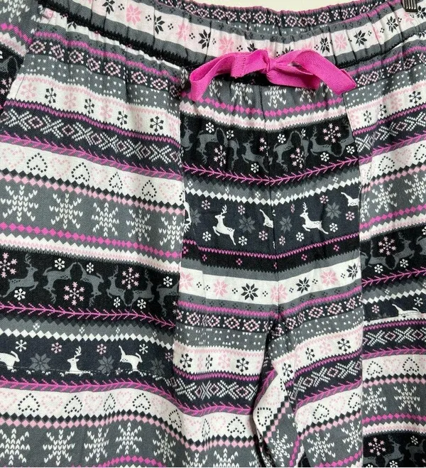 Joyspun Flannel Pajama Bottoms Multiprint Women’s Size Medium gray Pink NEW - Image 2