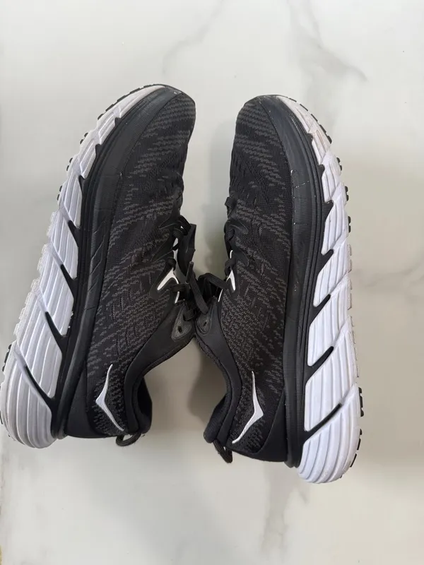 Hoka Black and White Cushioned Running Shoes - Image 8