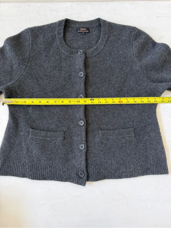 Quince 100% Mongolian Cashmere Structured Cardigan Grey Charcoal Size XL - Image 8