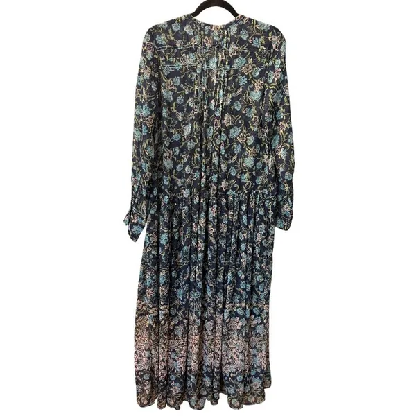 Free People NWT $168 See It Through OVERSIZED S Floral Maxi Dress Blue Twilight - Image 2