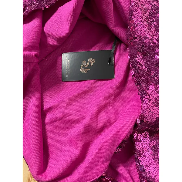 New Women’s Sincerely Jules Sequined Ruched Mini Skirt Dark Pink size Medium - Image 5
