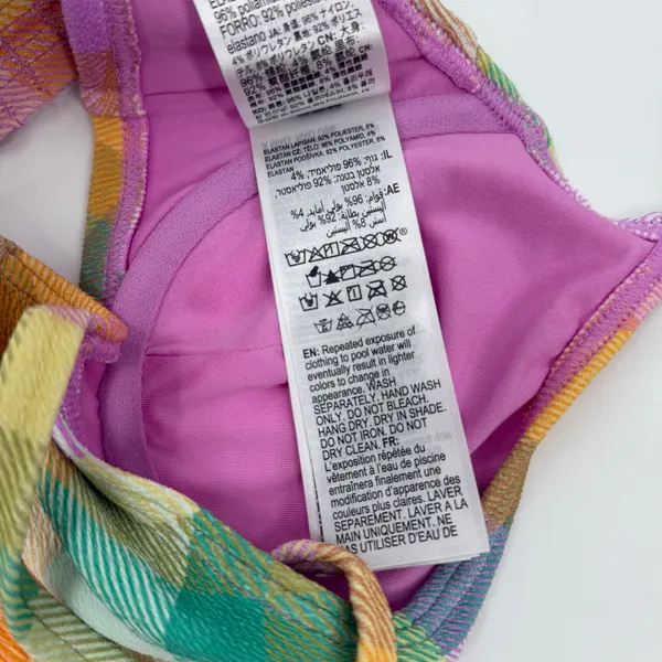 Billabong Bikini Top SZ Small Warm Wave Lila Bralette Swim Suit Madras Plaid NWT - Image 6