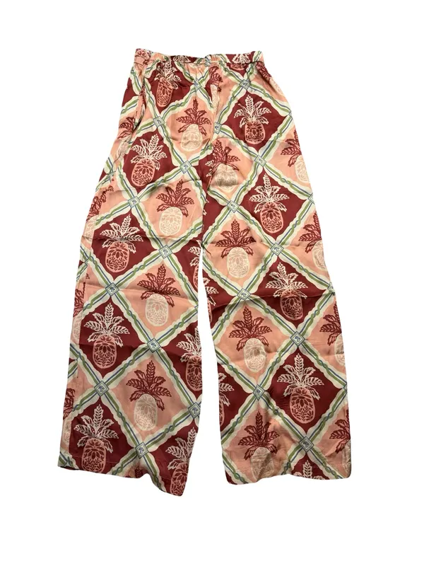 ✨🍍 FARM Rio x Anthropologie Pineapple Satin Wide Leg Pants Size‎ Medium 🍍✨ - Image 5
