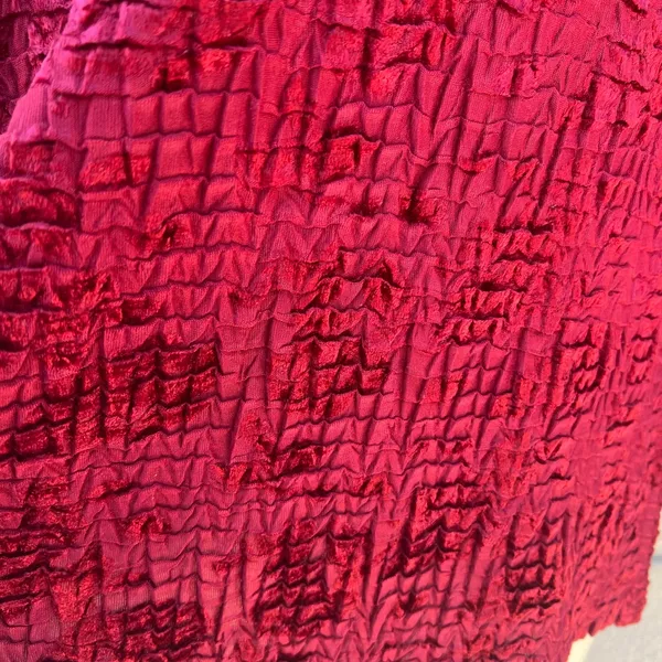 Rafael Textured Crinkle Velvet Floral Top XL Deep Red‎ Long Sleeve Blouse - Image 12