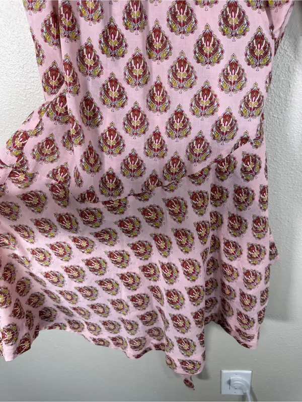 Roller Rabbit Pink Mini Wrap Dress Womens M Casual Summer Luxury Boho Classic - Image 7