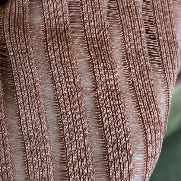 By Anthropologie Women’s Size XL Rose Pink Sheer Stripe Long Sleeve Cropped Top - Image 9