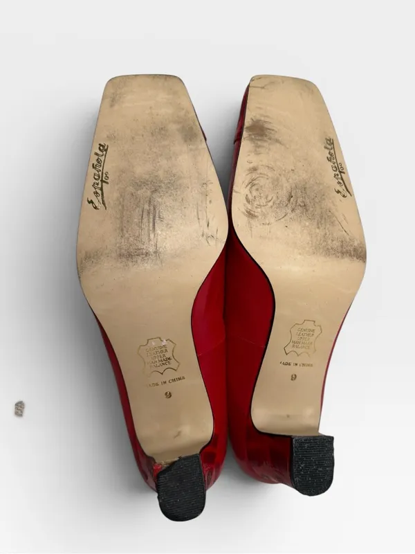 Vintage Espanola 100 Red Leather Heels Size 9 - Image 9